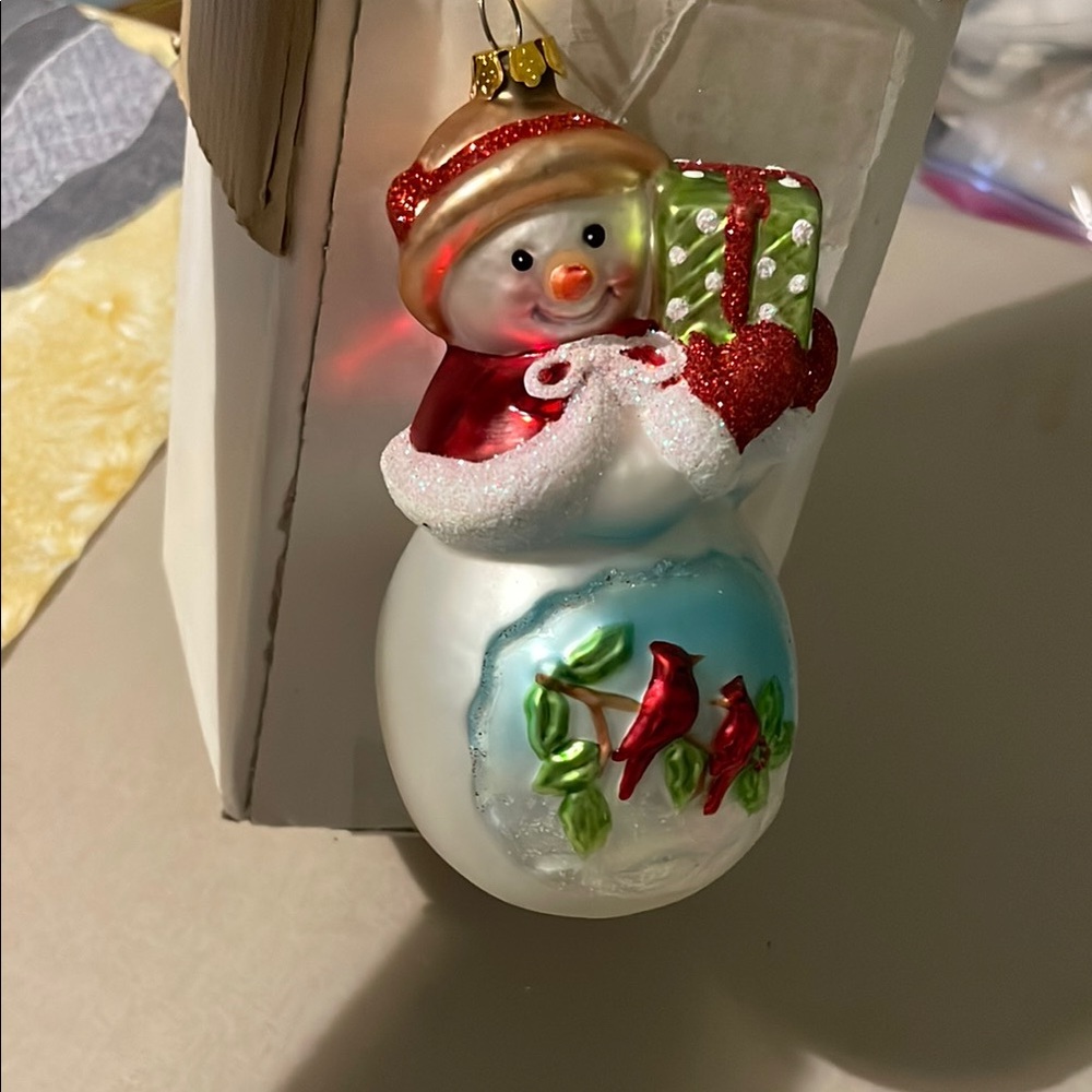 Festive Snowman Ornament with Gift
